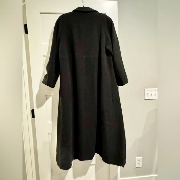Vintage Marvin Richards Women’s 16 Cashmere & Wool Trench Coat Black Long - Picture 6 of 9